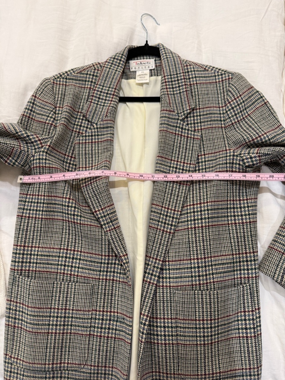 Talbots Gray Glen Plaid Blazer with Red & Navy Accents
